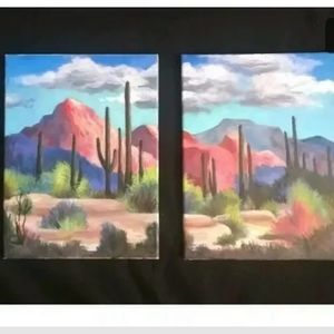 Southwest painting gift Colorful desert 2 canvas o